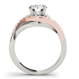 14k White And Rose Gold Bypass Diamond Engagement Ring (1 1/4 cttw) - Apalipapa