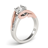 14k White And Rose Gold Bypass Shank Diamond Engagement Ring (1 1/8 cttw) - Apalipapa