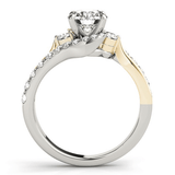 14k White And Yellow Gold Round Bypass Diamond Engagement Ring (1 1/2 cttw) - Apalipapa