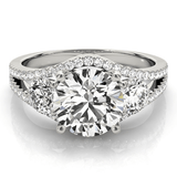 14k White Gold 3 Stone Split Pave Shank Diamond Engagement Ring (2 3/4 cttw) - Apalipapa