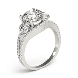 14k White Gold 3 Stone Split Pave Shank Diamond Engagement Ring (2 3/4 cttw) - Apalipapa