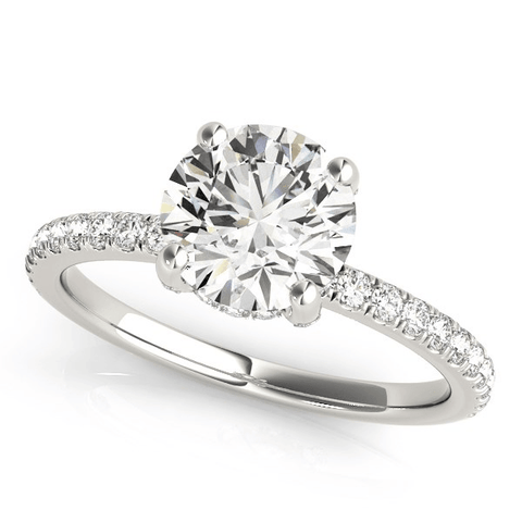 14k White Gold Diamond Engagement Ring with Scalloped Row Band (2 1/4 cttw) - Apalipapa