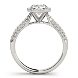 14k White Gold Halo Diamond Engagement Ring with Pave Band (1 1/3 cttw) - Apalipapa