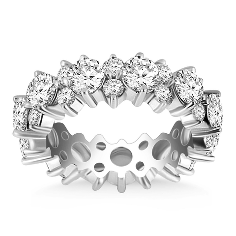 14k White Gold Ornamental Round Diamond Eternity Ring - Apalipapa