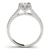 14k White Gold Princes Cut Halo Split Shank Diamond Engagement Ring (2 cttw) - Apalipapa