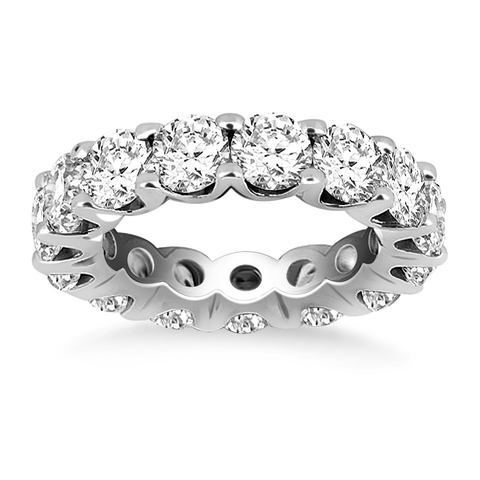 14k White Gold Round Diamond Decorated Eternity Ring - Apalipapa