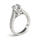 14k White Gold Round Diamond Engagement Ring with Pave Band (2 cttw) - Apalipapa