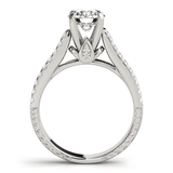 14k White Gold Round Diamond Engagement Ring with Pave Band (2 cttw) - Apalipapa