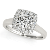 14k White Gold Square Shape Border Diamond Engagement Ring (1 1/3 cttw) - Apalipapa