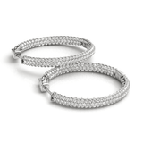 14k White Gold Two Row Pave Set Diamond Hoop Earrings (7 cttw) - Apalipapa