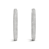 14k White Gold Two Row Pave Set Diamond Hoop Earrings (7 cttw) - Apalipapa