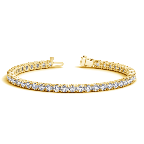 14k Yellow Gold Round Diamond Tennis Bracelet (10 cttw) - Apalipapa