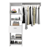 150 Closet System British, One Drawer, Three Metal Rods, White Finish - Apalipapa