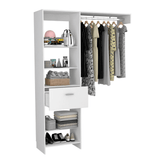 150 Closet System British, One Drawer, Three Metal Rods, White Finish - Apalipapa