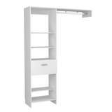 150 Closet System British, One Drawer, Three Metal Rods, White Finish - Apalipapa