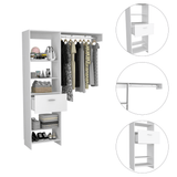 150 Closet System British, One Drawer, Three Metal Rods, White Finish - Apalipapa