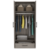 180 Armoire Beery, Double Door, Metal Rod, One Drawer, Light Gray Finish - Apalipapa