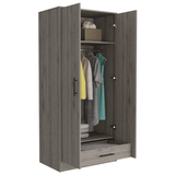 180 Armoire Beery, Double Door, Metal Rod, One Drawer, Light Gray Finish - Apalipapa