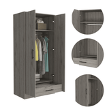 180 Armoire Beery, Double Door, Metal Rod, One Drawer, Light Gray Finish - Apalipapa