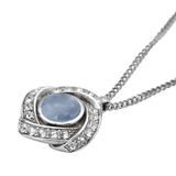 Controse Silver Plated Center Cat's Eye Gem Necklace - Apalipapa