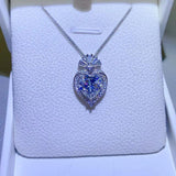 3 Carat Moissanite 925 Sterling Silver Heart Pendant Necklace - Apalipapa