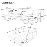 Modern Large U-Shape Modular Sectional Sofa, Convertible Sofa Bed with Reversible Chaise for Living Room, Storage Seat - Apalipapa