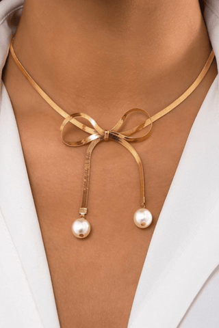 Pearly Bow Necklace - Apalipapa