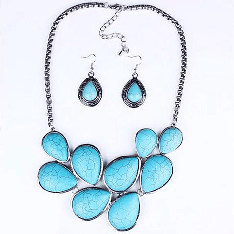 Turquoise Earth Necklace and Earrings Set - Apalipapa