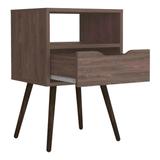 Nightstand Fugaz, Open Shelf, Single Drawer, Dark Walnut Finish - Apalipapa