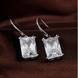 Royalty Earrings Emerald Cut Big Solitaires On Hooks - Apalipapa