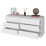 6 Drawer Double Dresser Tronx, Superior Top, White Finish - Apalipapa