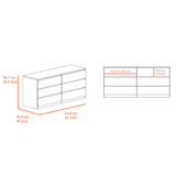 6 Drawer Double Dresser Tronx, Superior Top, White Finish - Apalipapa