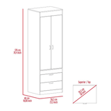 Armoire Tarento,Two Drawers, Smokey Oak / White Finish - Apalipapa