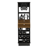 Bar Cabinet Bureck, Two Drawers, Twelve Wine Cubbies, Black Wengue / Walnut Finish - Apalipapa