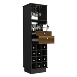 Bar Cabinet Bureck, Two Drawers, Twelve Wine Cubbies, Black Wengue / Walnut Finish - Apalipapa