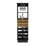 Bar Cabinet Bureck, Two Drawers, Twelve Wine Cubbies, Black Wengue / Walnut Finish - Apalipapa