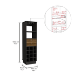 Bar Cabinet Bureck, Two Drawers, Twelve Wine Cubbies, Black Wengue / Walnut Finish - Apalipapa