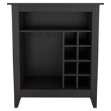 Bar Cabinet Castle, One Open Shelf, Six Wine Cubbies, Black Wengue Finish - Apalipapa