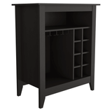 Bar Cabinet Castle, One Open Shelf, Six Wine Cubbies, Black Wengue Finish - Apalipapa