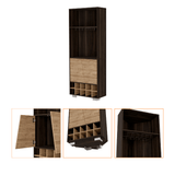 Corner Bar Cabinet Albarr, Ten Wine Cubbies, Two Shelves, Double Door - Dark Oak / Pine - Apalipapa