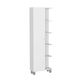 Corner Cabinet Womppi, Five Open Shelves, Single Door, White Finish - Apalipapa