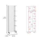 Corner Cabinet Womppi, Five Open Shelves, Single Door, White Finish - Apalipapa