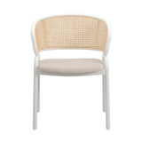 Dining Chair with White Powder Coated Steel Legs and Wicker Back, Set of 4 - Apalipapa