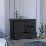 Galena Six Drawer Double Dresser, Four Legs, Metal Handle - Apalipapa