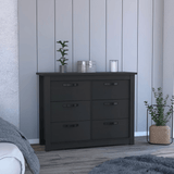 Galena Six Drawer Double Dresser, Four Legs, Metal Handle - Apalipapa