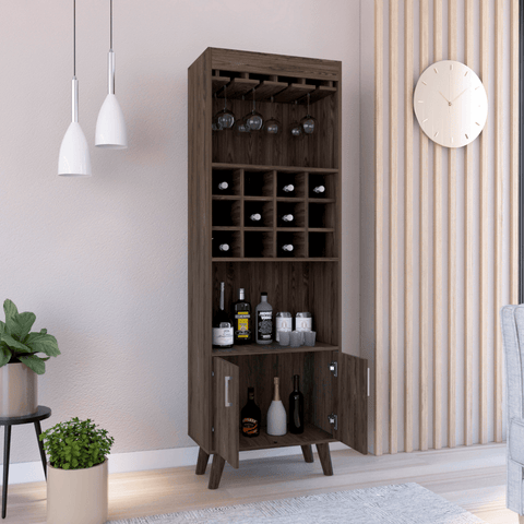 Harvey Bar Double Door Cabinet, Twelve Wine Cubbbies, Two Shelves - Apalipapa