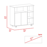 Kitchen Island Kamkacht, One Cabinet, Four Open Shelves, Light Oak / White Finish - Apalipapa