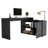 L-Shaped Desk Desti, Single Door Cabinet, Smokey Oak Finish - Apalipapa