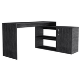 L-Shaped Desk Desti, Single Door Cabinet, Smokey Oak Finish - Apalipapa