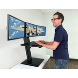 Lorell Deluxe Light-Touch 3-Monitor Desk Riser - Up to 32" Screen Support - 35" Height x 26" Width x 27.3" Depth - Desk - Black - Apalipapa